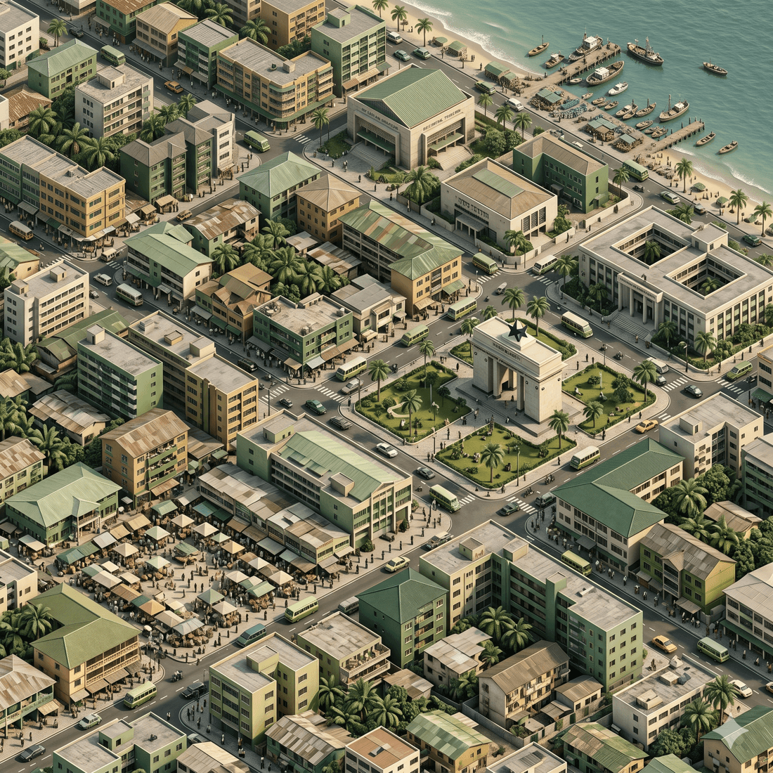 Isometric city of Accra